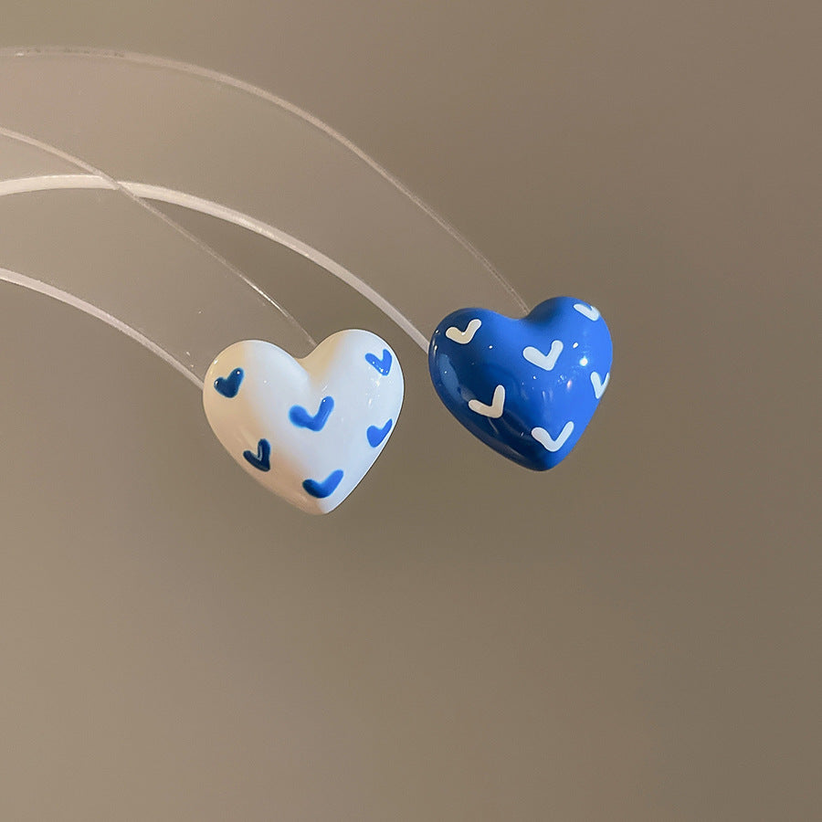 A廠【WE4155】925銀針滴油愛心不對稱耳環小清新甜美氣質耳環小眾設計感耳飾
 25.10-3