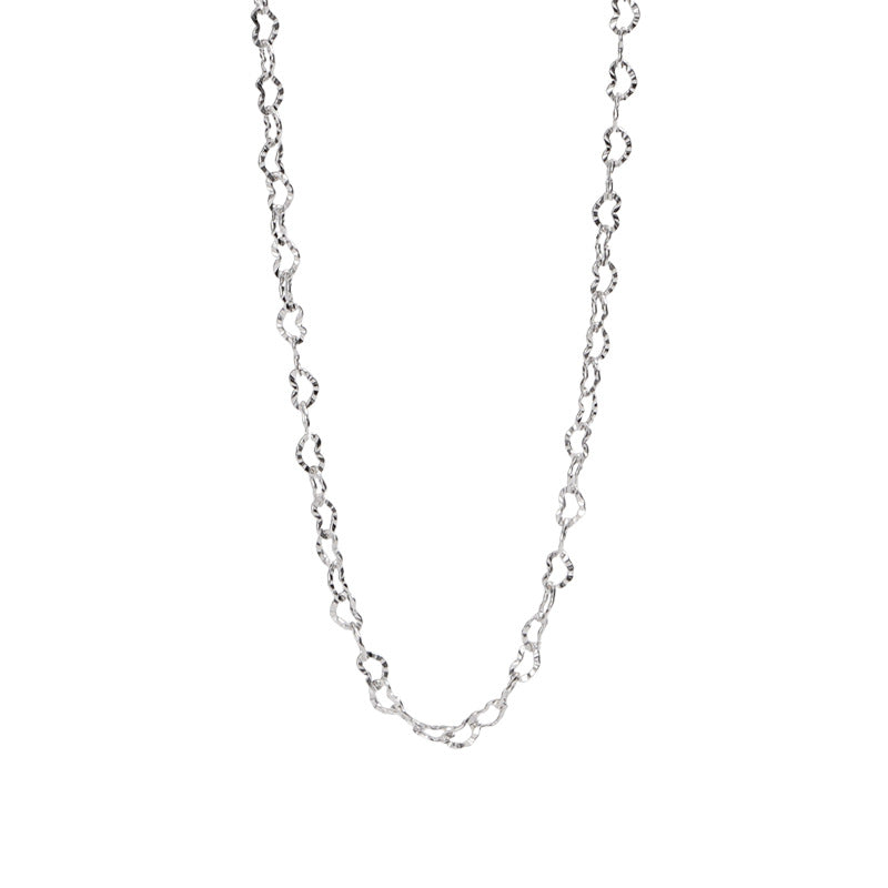 F廠【DQ2088N】足銀999小眾設計愛心項鍊女ins冷淡風素鏈鏤空心形拼接鎖骨鏈 25.03-1