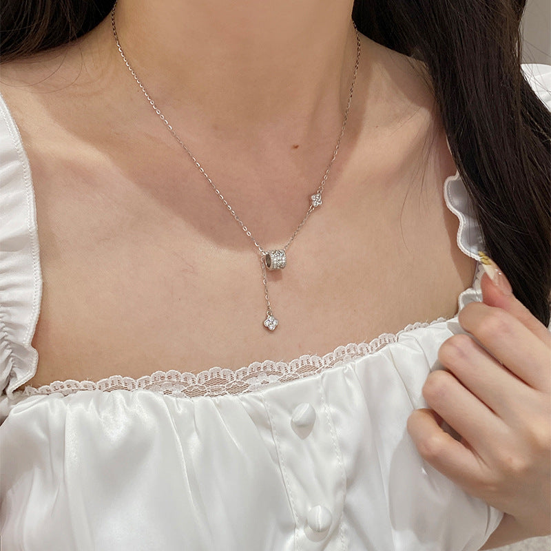 F廠【DQ0390N】S925純銀四葉草小蠻腰項鍊女輕奢高級感花朵流蘇鎖骨鏈潮
25.10-2