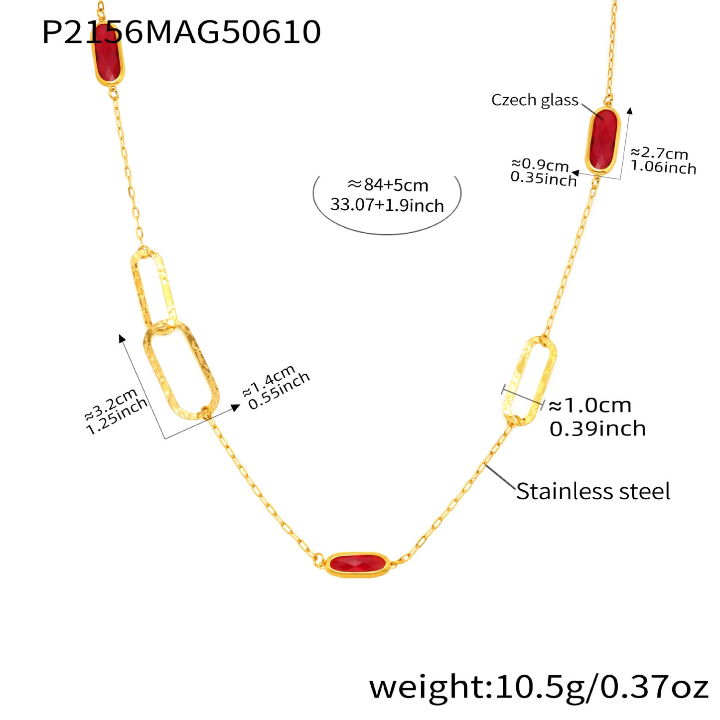B廠【P2156】歐美時尚雙款式戴切面玻璃石項鍊不鏽鋼材質18k真金飾品 25.06-3