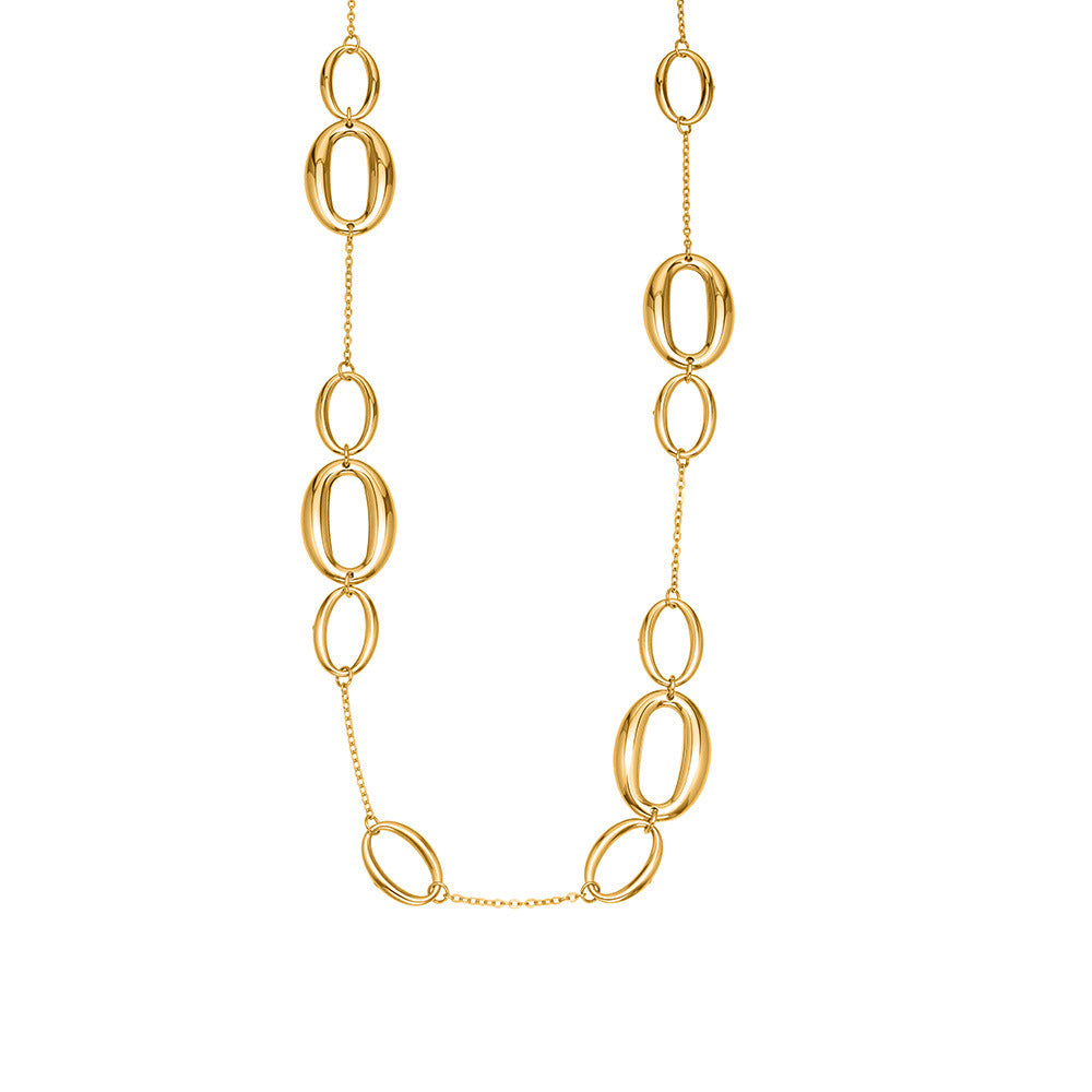 B廠【M084】不鏽鋼幾何長項鍊 鍍18k金ins歐美時尚百搭O字形拼接毛衣
25.11-3