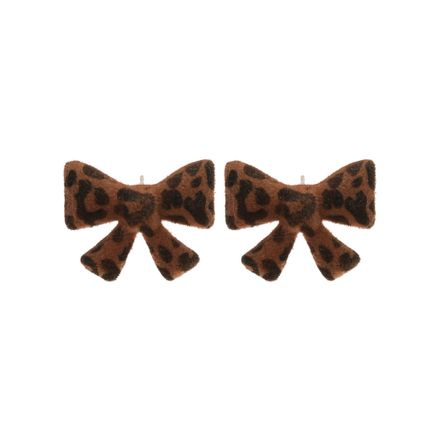 A廠【HE29274】925銀針植絨豹紋蝴蝶結耳環港風復古輕奢高級感百搭小眾耳環氣質耳飾
25.11-2