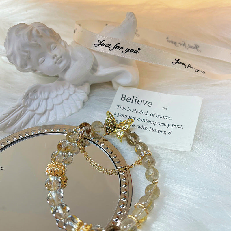 C廠【vsl1808】金髮晶蝴蝶手鍊 24.04-4「需2件起批」