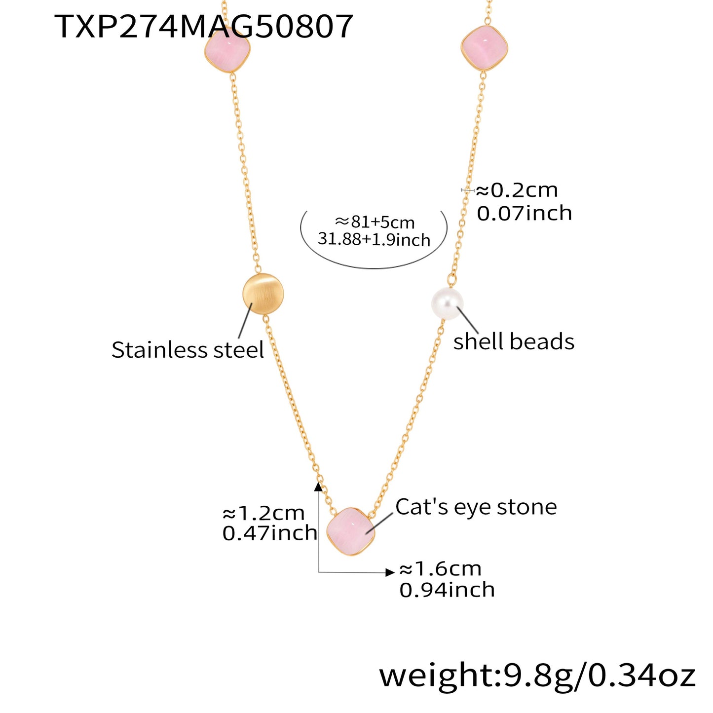 B廠【TXP274】新款七彩轉運珠彩虹糖水晶項鍊不鏽鋼鏈條ins小眾設計首飾 25.08-3