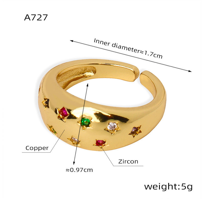 B廠【A722-7】誇張個性嘻哈龐克系列戒指2024年春季歐美新款熱賣鑲鑽銅鍍金指環 24.01-2