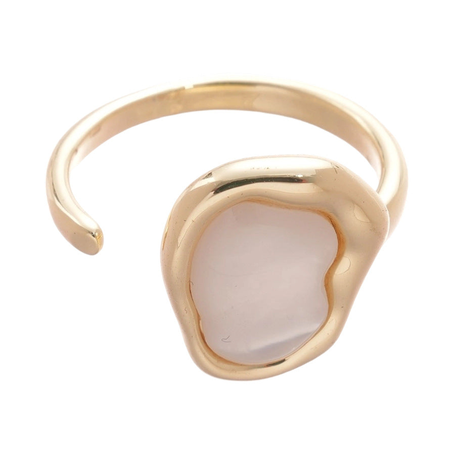 A廠【HR2578】18K真金電鍍不規則珍珠開口戒指新款ins風食指戒輕奢高級感手飾女 25.06-1