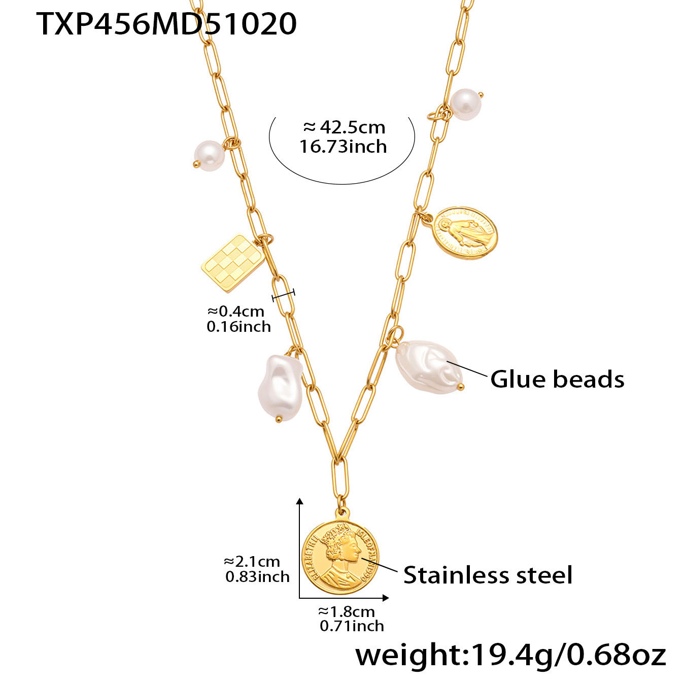 B廠【TXP456】不鏽鋼異形膠珠圓牌女王DIY多配件珠寶扣手鍊項鍊飾品套裝
25.10-5