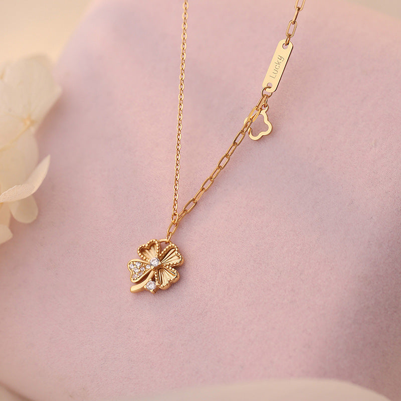 E廠【YC0193N】S925純銀四葉草項鍊輕奢風甜美氣質文藝小眾百搭鎖骨鏈 25.01-2