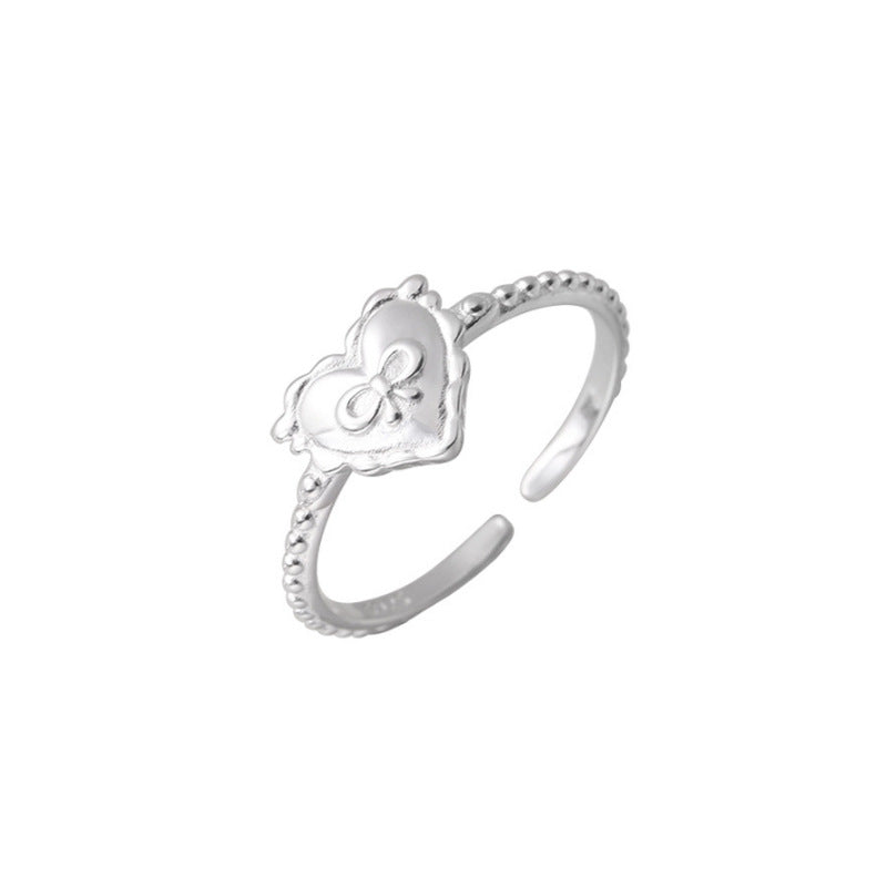 E廠【XDQ8637R】S925純銀韓版ins愛心蝴蝶結戒指女簡約甜美心形百搭時髦指環
25.11-4
