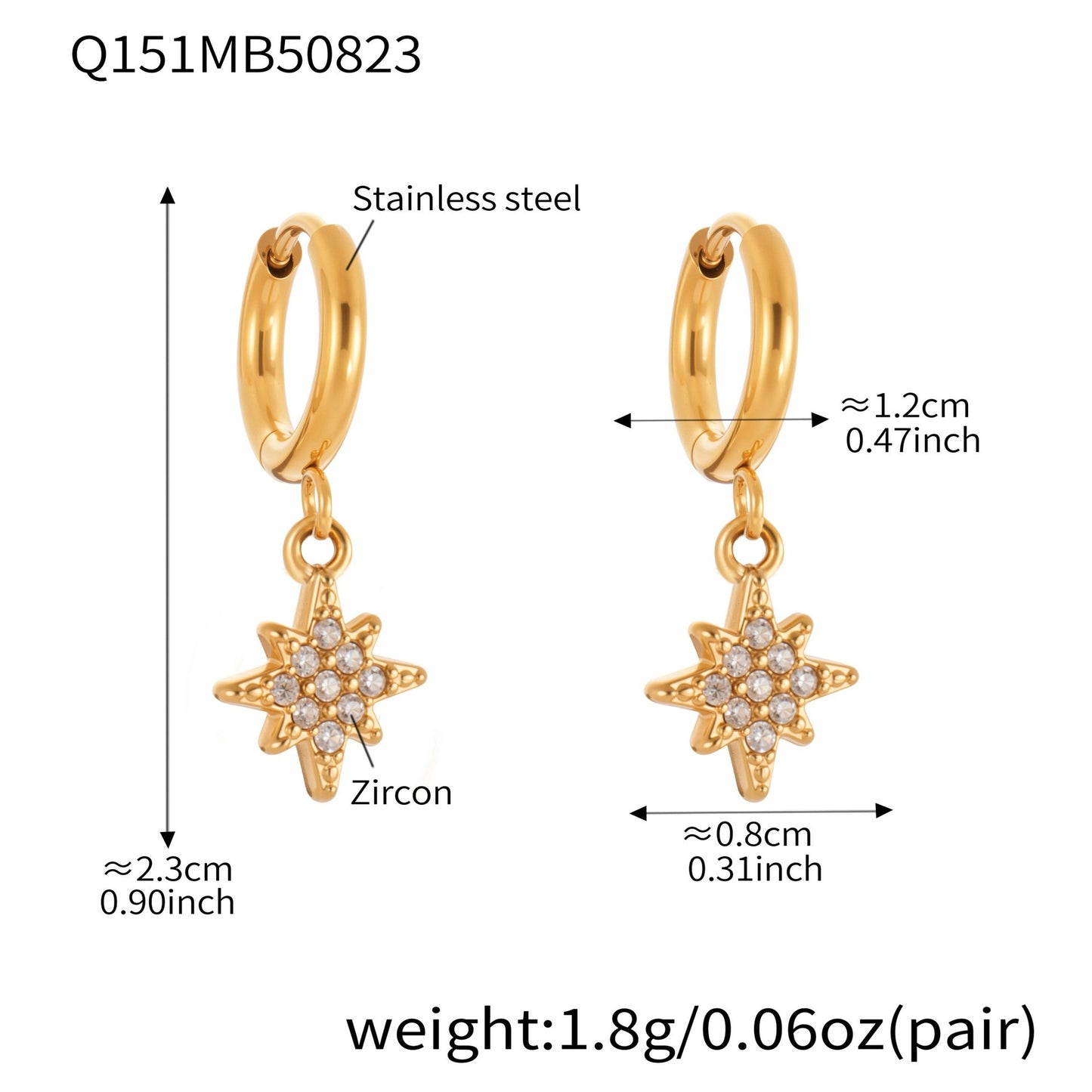B廠【Q150】ins小眾設計感愛心鋯石吊墜耳環不鏽鋼鍍18k真金耳環不掉色 25.08-5