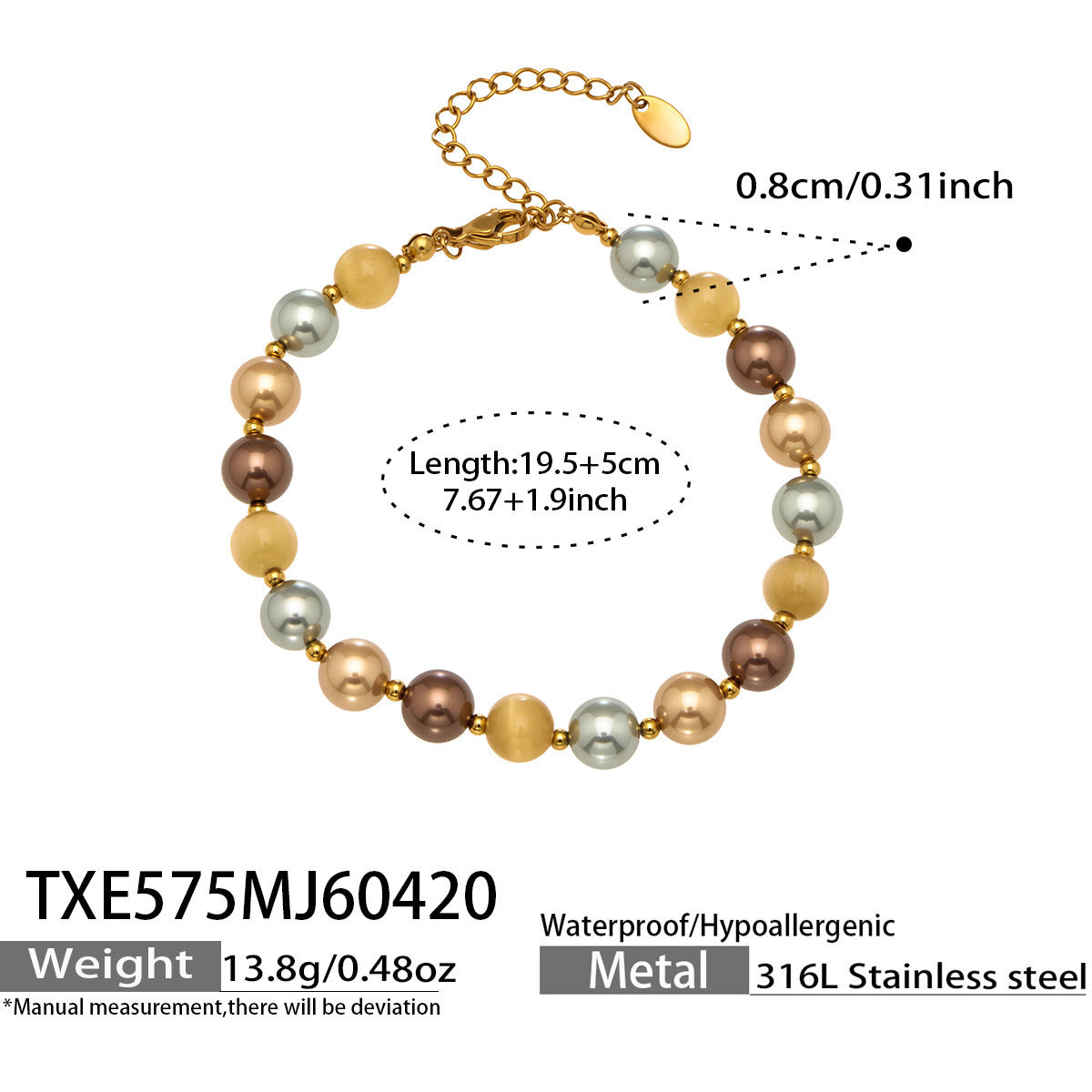 B廠【TXP574】歐美新款彩色貝珠金珠手工串珠項鍊手鍊套組chic時尚流行輕奢飾品
26.04-5
