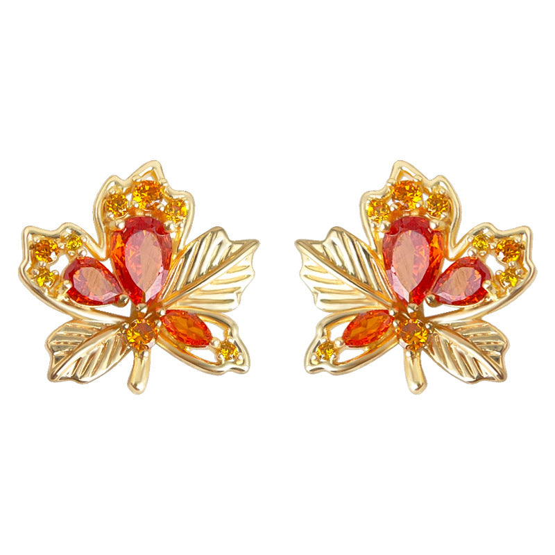 A廠【7086】原創楓葉鑲嵌鋯石時尚通勤高級感輕奢風新款個性創意小眾耳環耳飾
25.11-4