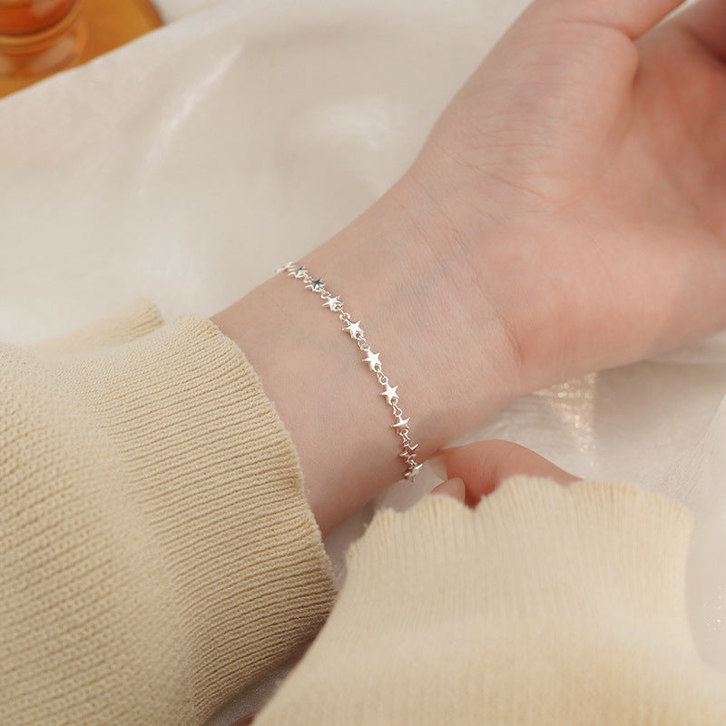 E廠【YC4056SL】S925純銀少女心星星手鍊女風超仙學生甜美溫柔超閃手鍊 25.03-1