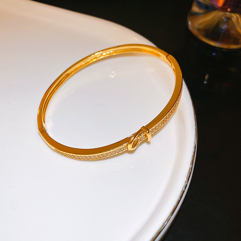 A廠【HB3265】跨境鋯石馬蹄扣手鐲歐美時尚輕奢高級感手環小眾百搭氣質手飾 24.11-3