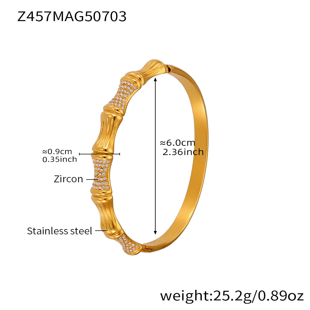 B廠【Z454】滿鑽5A鋯石卡扣高品質超閃手環組合不鏽鋼鍍18k真金不掉色 25.07-3
