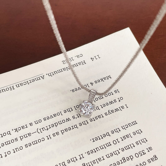 F廠【DQ1302N】輕奢精緻牛頭扣波光粼粼項鍊女S925純銀小方糖高級感鎖骨鏈潮 25.04-3