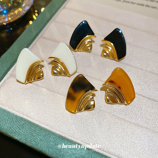 A廠【WE4104】18k真金電鍍925銀針樹脂幾何吊墜耳環歐美百搭耳環小眾高級感耳飾女
 25.08-5