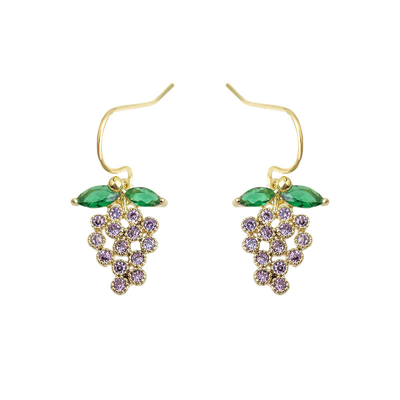 A廠【6437】清新甜美微鑲鋯石紫色小葡萄簡約輕奢風新款耳飾夏日耳環飾品
25.11-4