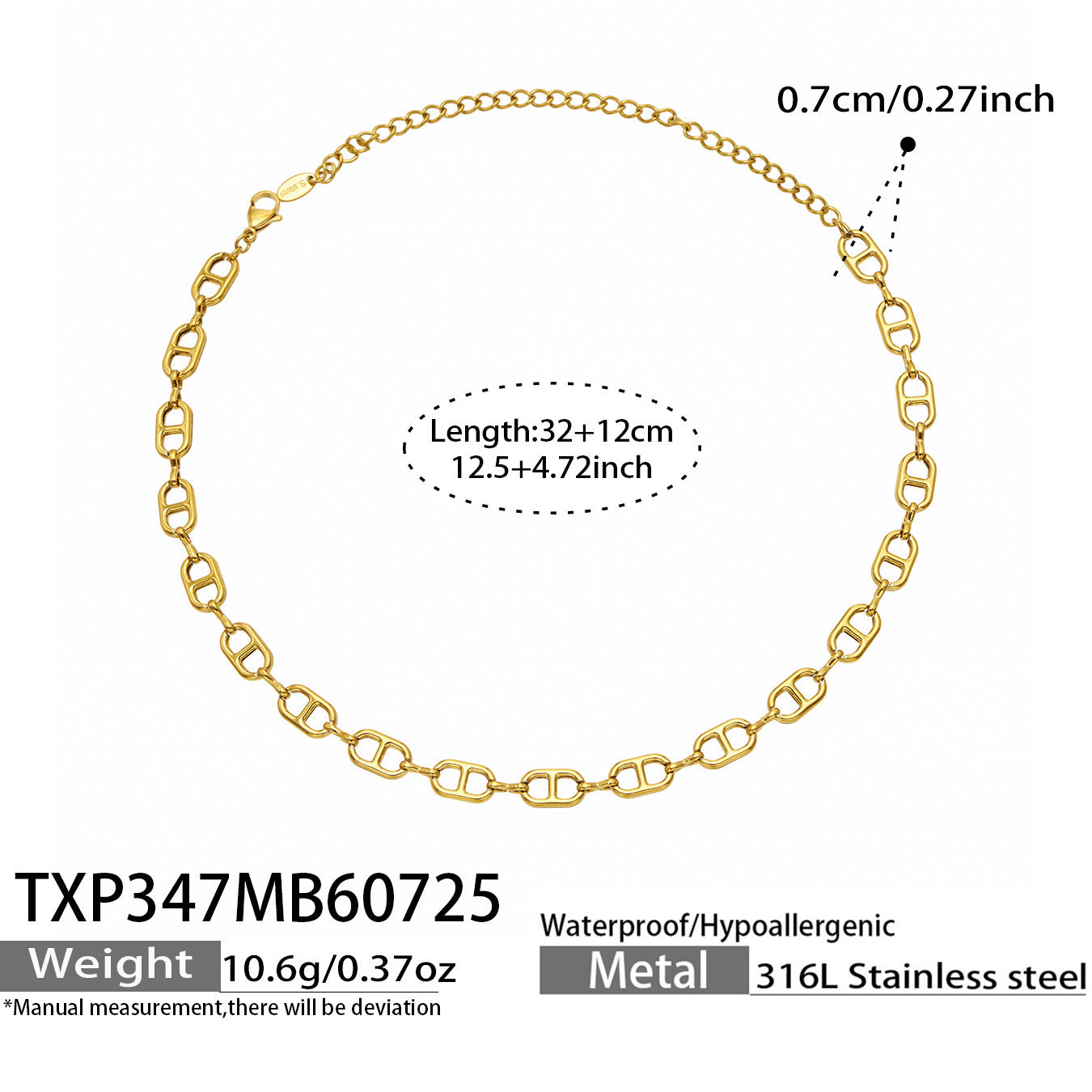 B廠【TXP347】跨國高級感輕奢不銹鋼鍍18k金 日字鏈條項鍊項鍊女裝飾品首飾套裝
26.07-5