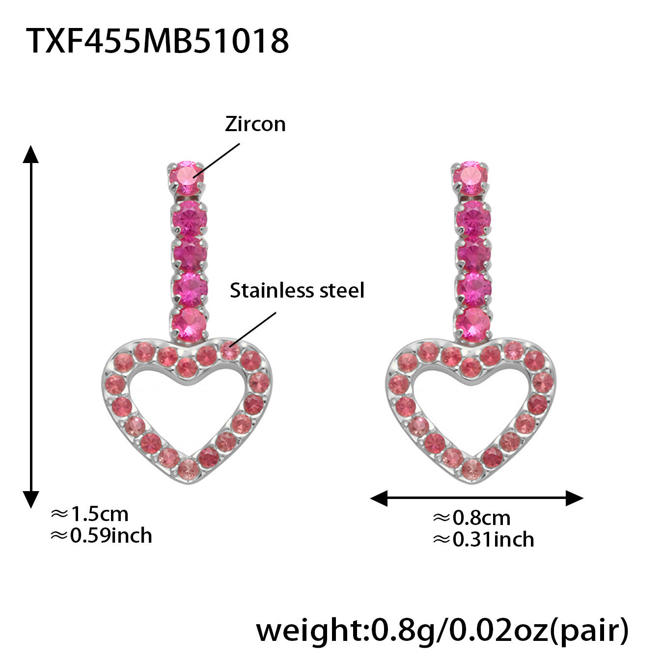 B廠【TXP455】不銹鋼滿鑽愛心鋯石項鍊手鍊耳環 鍍18k金歐美時尚輕奢首飾
 25.10-4