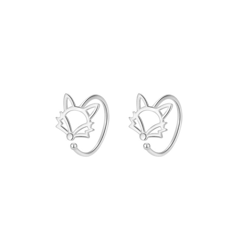F廠【XDQ10925E】小眾設計S999純銀鏤空狐狸耳鉤女簡約氣質彎鉤耳環個性耳飾品
25.11-2