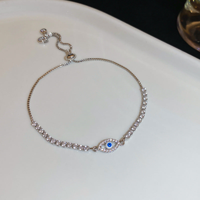 A廠【HB3489】鋯石超閃橢圓眼睛手鍊個性簡約高端氣質手環女輕奢高級感手飾 25.02-2