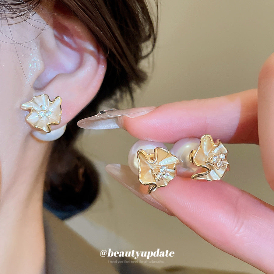 A廠【HE28949】鋯石花朵珍珠一款多戴耳環法式宮廷風耳環輕奢高級感耳墜耳飾
 25.10-4