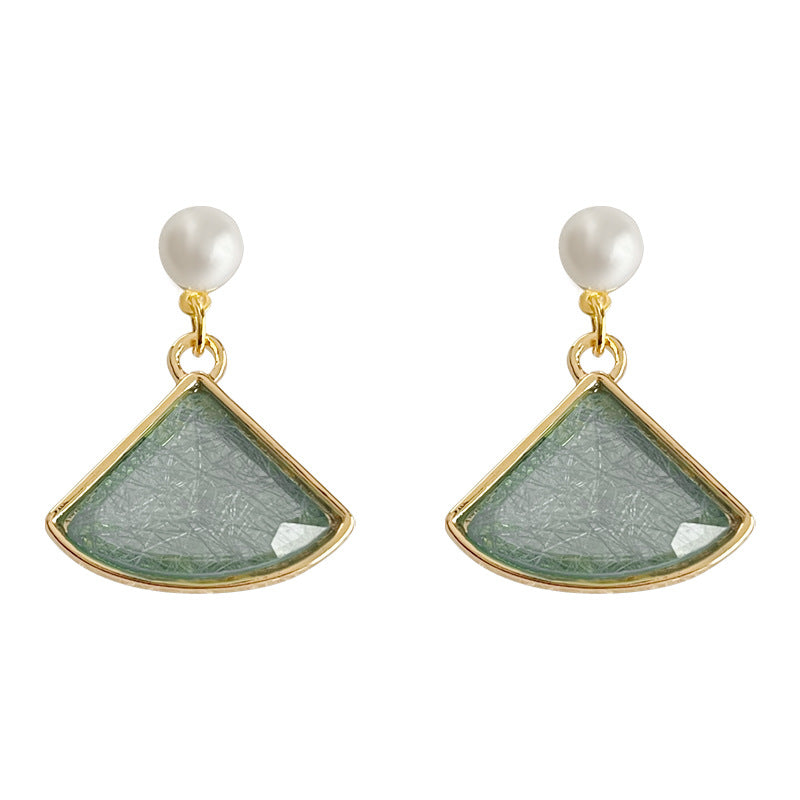 C廠【3625】森系唯美氣質綠葉樹葉電鍍14K銀針耳飾甜美高級感耳環女飾品 24.02-4