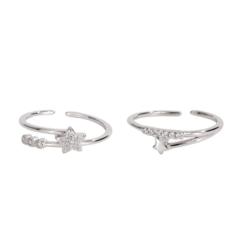 F廠【DQ8325R】ins輕奢小眾星星閃鋯戒指女小清新高級感疊戴五角星開口指環 25.02-4