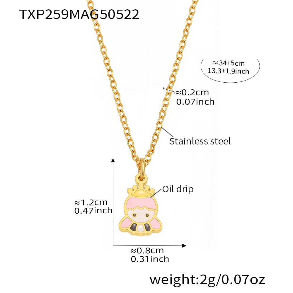 B廠【TXP259】不鏽鋼材質砝碼彩釉皇冠女孩兒童新款套裝鍍18k真金不掉色 25.05-5