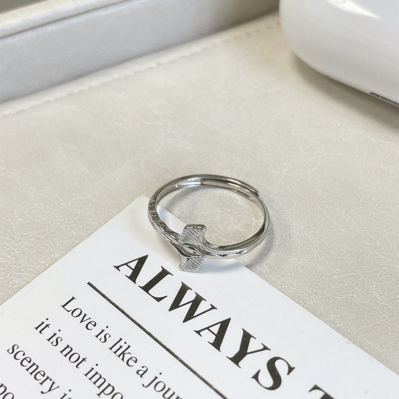 F廠【DQ8867R】S925純銀小清新銀杏葉戒指女簡約精緻葉子開口指環氣質食指戒 25.03-3