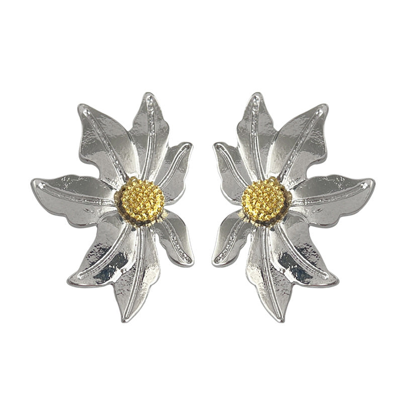 C廠【4395】個性冷淡風ins小眾設計感液態花朵耳環女不規則異形耳環飾品 24.06-4