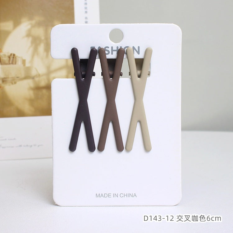 D廠【D143】加長款無痕金屬髮夾高級感3只套裝碎髮邊夾簡約奶茶咖色瀏海夾 24.03-1「D廠-單筆結帳需滿,NT$600出貨(不含運費)」