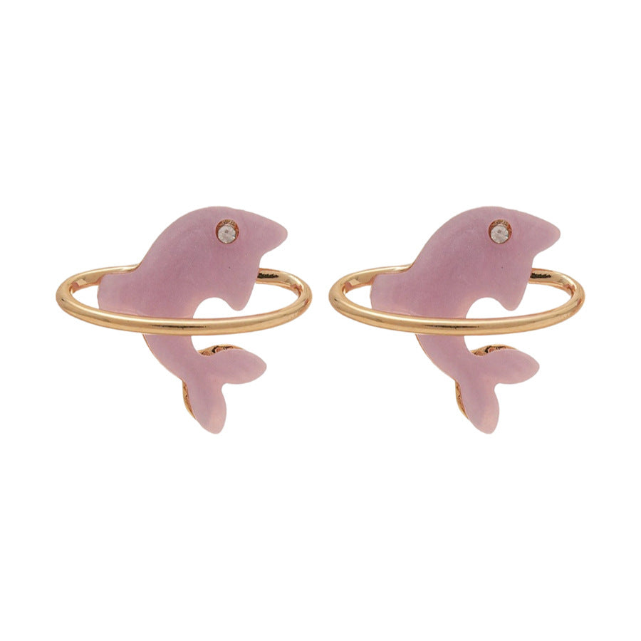 A廠【HE25513】925銀針鋯石小魚海豚耳環個性設計耳環女甜美清新百搭耳環小眾高級感 25.03-4