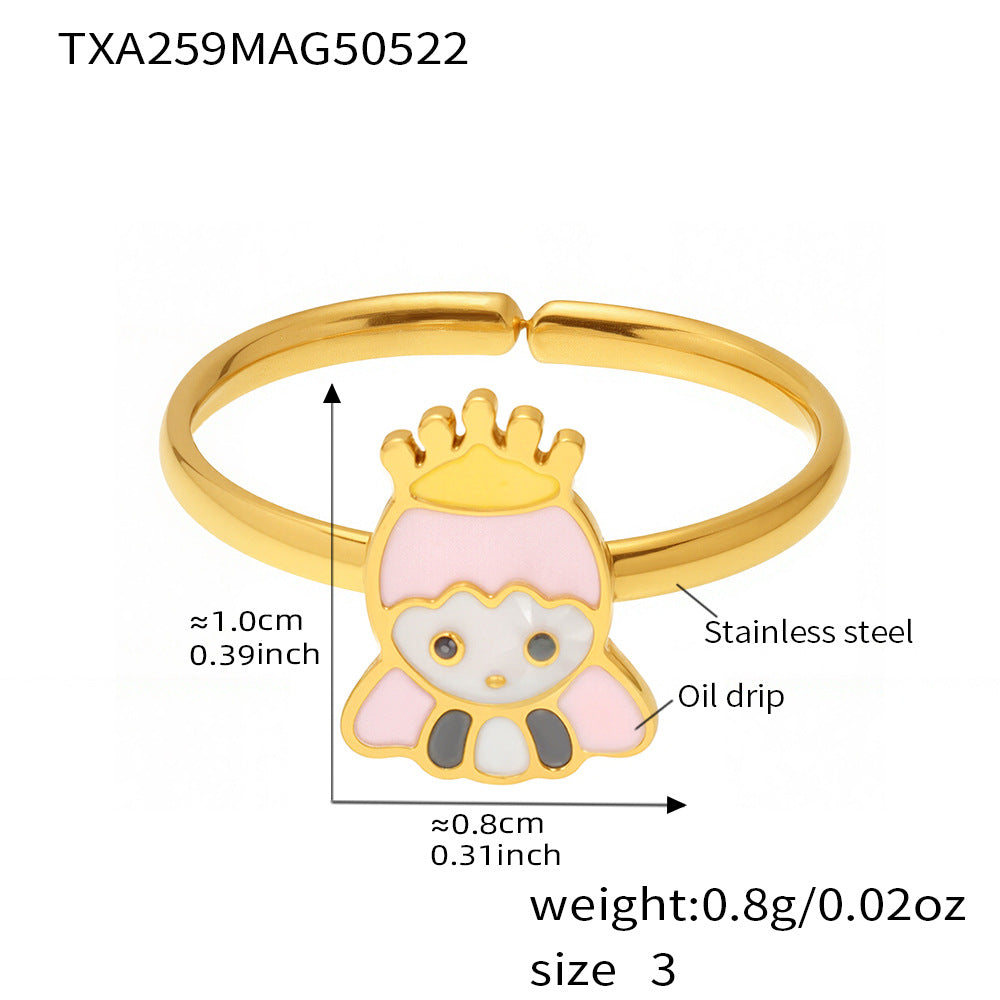 B廠【TXP259】不鏽鋼材質砝碼彩釉皇冠女孩兒童新款套裝鍍18k真金不掉色 25.05-5