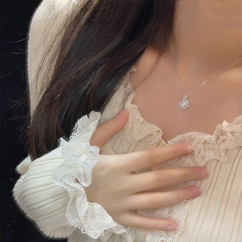 F廠【DQ0665N】S925純銀宇宙星球項鍊女韓版小眾設計閃鑽輕奢網紅鎖骨鏈 25.06-3