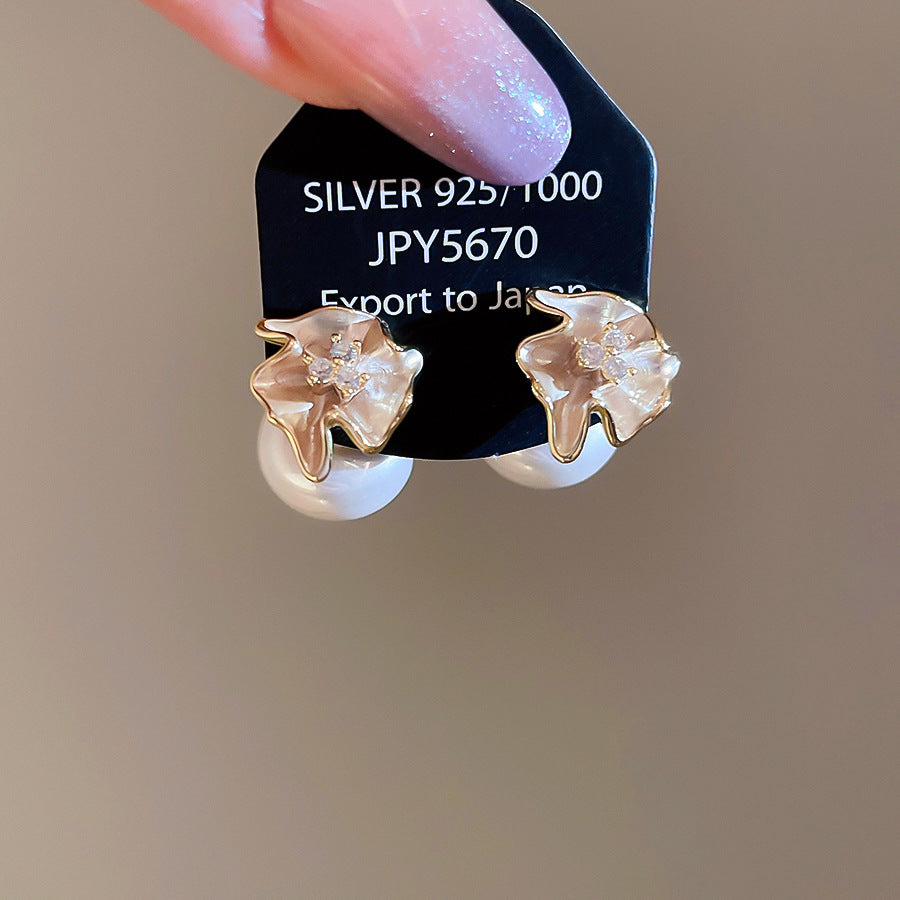 A廠【HE28949】鋯石花朵珍珠一款多戴耳環法式宮廷風耳環輕奢高級感耳墜耳飾
 25.10-4