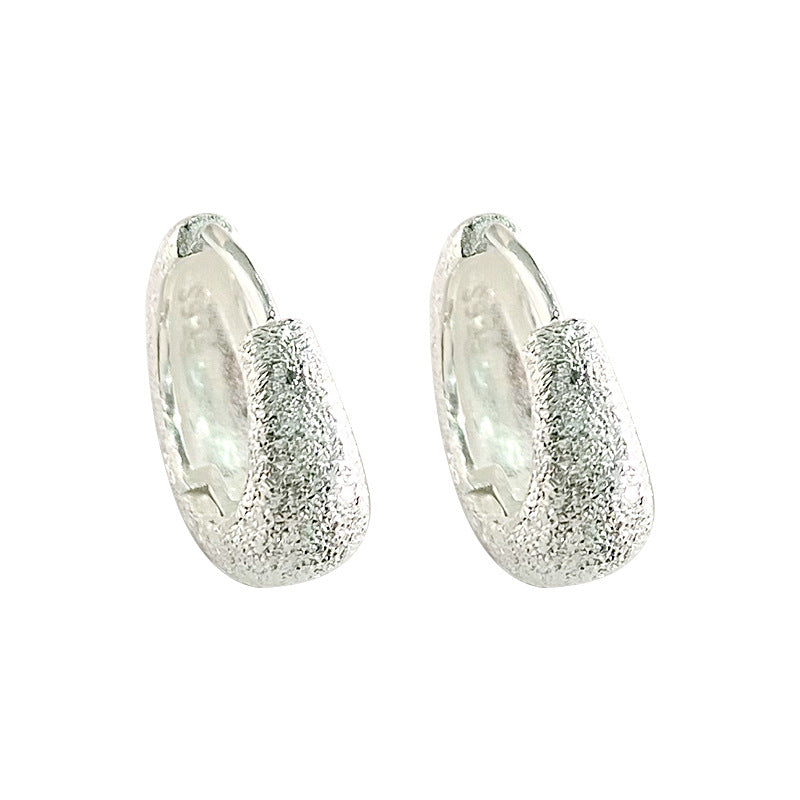 E廠【YC9732E】S925純銀個性閃砂耳扣女閃亮輕奢小眾設計感甜酷風耳飾品 24.02-1