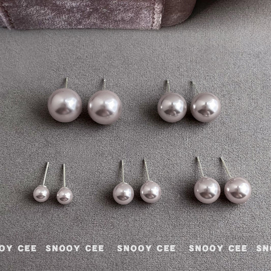 C廠【6714】高品質曼塔玫瑰色玻璃珍珠淺色系溫柔顯白清新甜美通勤耳環女耳飾
 25.09-1