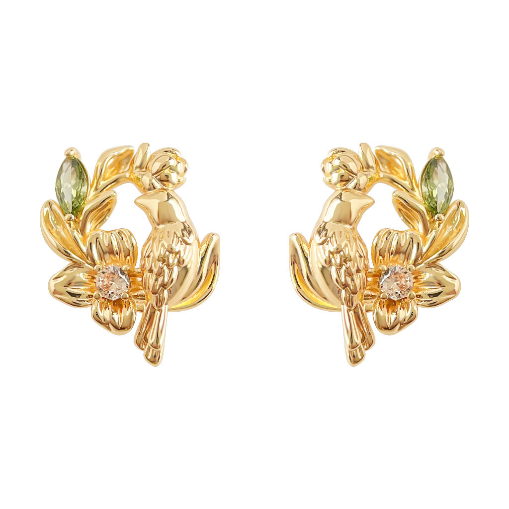 C廠【7036】原創輕奢風時尚高級感925銀針設計感花環鳥耳環新款耳環飾品
25.11-1