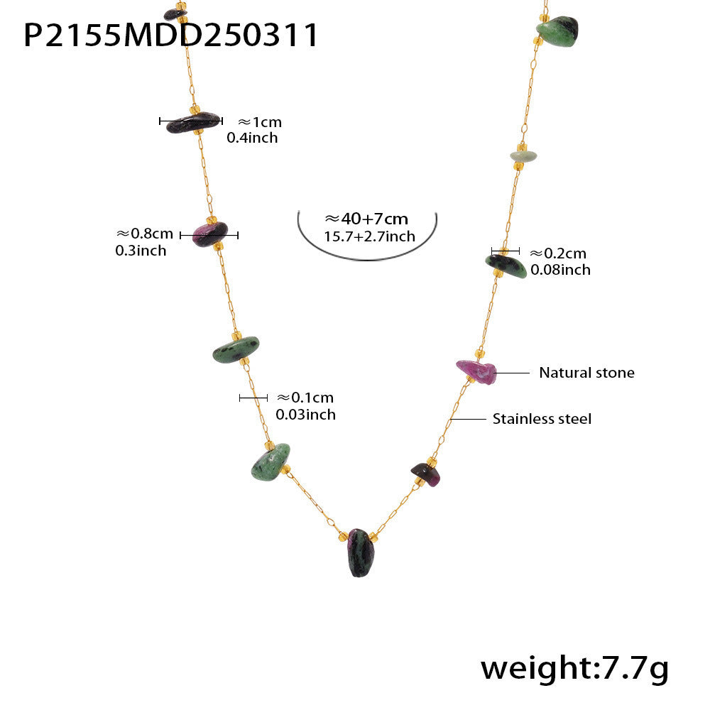 B廠【P2155】不規則天然碎石項鍊氣質百搭鎖骨鍊ins夏日度假糖果色首飾 25.03-3