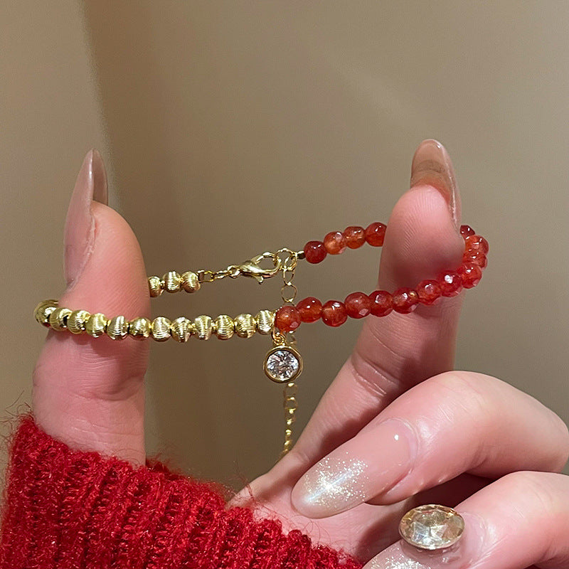 A廠【HB3442】新中式鋯石圓球瑪瑙可調式手鍊時尚百搭手環氣質手環輕奢高級感 25.01-4