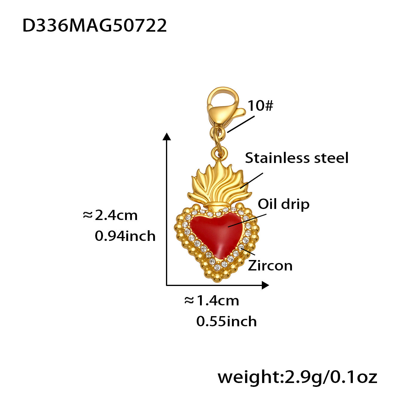 B廠【P1242】超閃5A鋯石皇冠愛心十字架花朵多配件項鍊不鏽鋼18k鍍真金 25.08-1