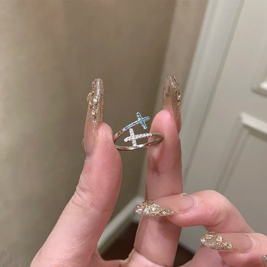 F廠【DQ8489R】ins冷淡風雙層十字架戒指女S925純銀韓系高級感鋯石開口指環 25.05-5