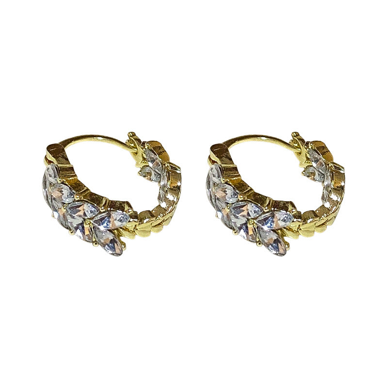 A廠【HE18063】鑲鑽U形麥穗耳扣韓版時尚個性耳環耳墜ins輕奢百搭耳飾小眾高級感24.10-3