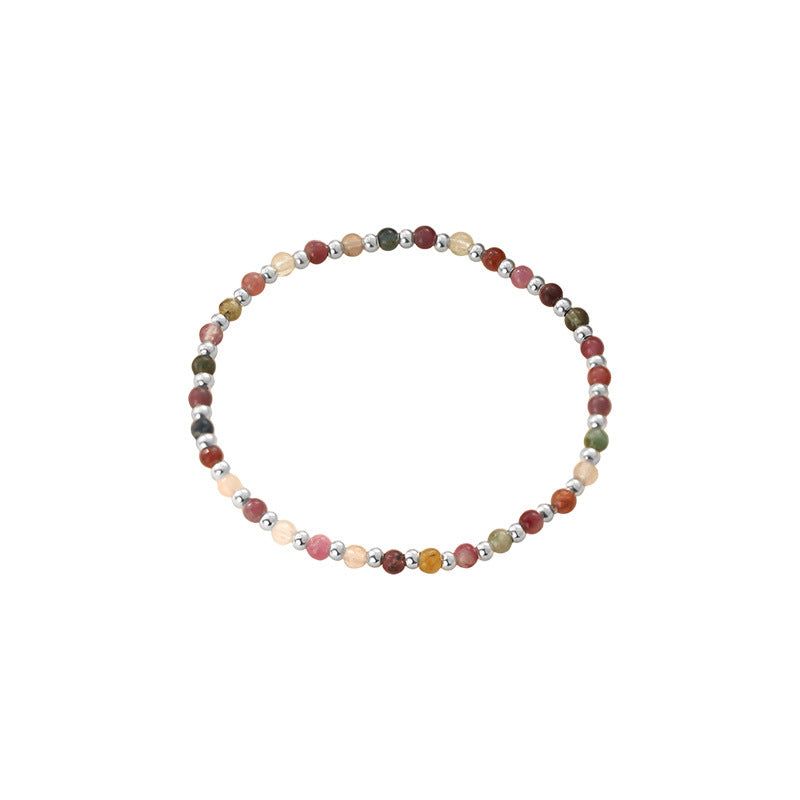 E廠【YC4619SL】S999足銀碧璽手鍊精緻手串甜美氣質文藝淡雅清新小眾手飾 25.03-3