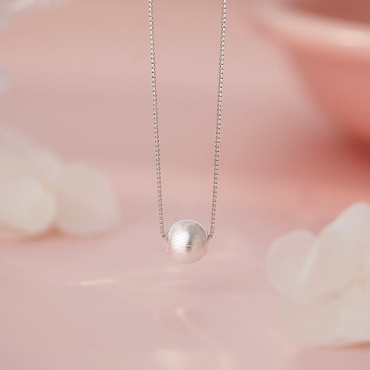 E廠【YC3795N】S999足銀拉絲圓球項鍊簡約風高級文藝獨特設計感鎖骨鏈 25.06-3