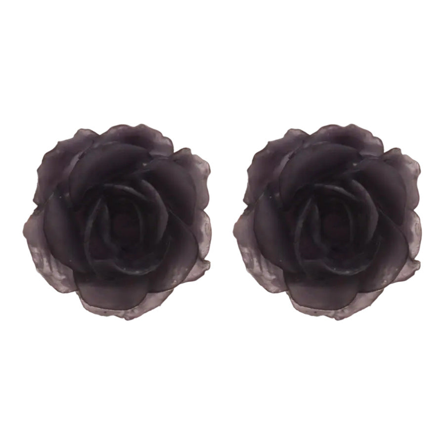 A廠【HE25644】925銀針樹脂玫瑰花耳環高級感氣質耳環女ins時尚百搭耳環設計感小眾 25.04-1