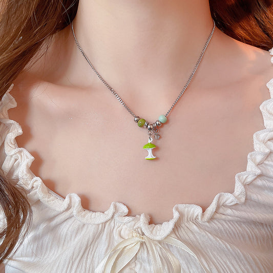 A廠【HN9833】鈦鋼陶瓷蘋果吊墜項鍊甜美可愛清新趣味鎖骨鏈小眾設計感百搭頸鍊
 25.08-5