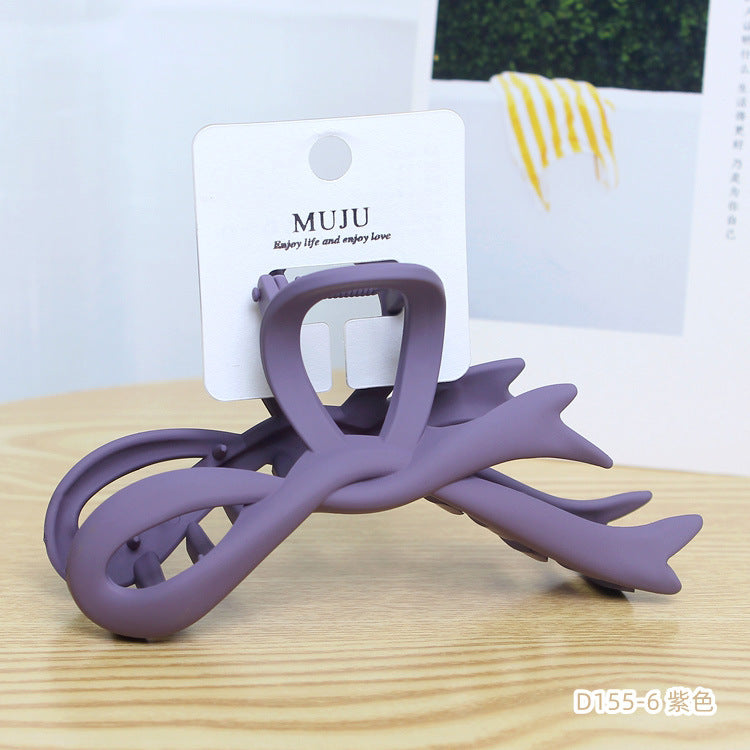 D廠【D155】新款美拉德風髮夾大蝴蝶結磨砂噴漆抓夾高級感後腦勺盤髮鯊魚夾 24.02-4「D廠-單筆結帳需滿,NT$600出貨(不含運費)」